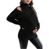 image:imageMakeMeChic Womens Maternity Turtleneck Sweater Cold Shoulder Mock Neck Long Sleeve Pullover Knit TopsBlack