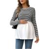 image:imageMakeMeChic Womens Spring Maternity Tops Striped Long Sleeve Flared Pregnancy Tee ShirtBlack and White