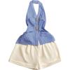 image:imageMakeMeChic Womens Summer 2 Piece Sets Striped Metal Halter Tops Shorts Business Casual OutfitsBlue