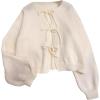image:imageMakeMeChic Womens Tie Front Sweater Cardigan Crew Neck Long Sleeve Lightweight OuterwearApricot