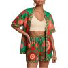 image:imageMakeMeChic Womens Tropical Beach Vacation Outfits Summer Two Piece Sets Boho Floral Kimono Tops and Shorts SetGreen