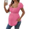 image:imageMakeMeChic Womens White Maternity Shirt Clothes Square Neck Short Sleeve Cute Flowy Summer Blouse TopsPink Plain