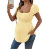 image:imageMakeMeChic Womens White Maternity Shirt Clothes Square Neck Short Sleeve Cute Flowy Summer Blouse TopsYellow