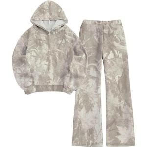 image:imageMakeMeChic Womens 2 Piece Sets Sweatsuit Camo Hooded Long Sleeve Sweatshirt Sweatpants Set Fall OutfitsMulticolor