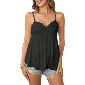 image:imageMakeMeChic Womens Maternity Summer Tank Tops Spaghetti Strap Ruffle Hem Sleeveless Pregnancy CamisoleBlack