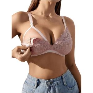 image:imageMakeMeChic Womens Nursing Bras for Breastfeeding Bodily Lace Sheer Maternity Lingerie BraletteDusty Purple