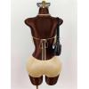 image:imageMakeMeChic Womens 2 Piece Fall Outfits Tie Open Back Crop Halter Top and Mini Shorts Going Out OutfitsGold