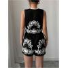 image:imageMakeMeChic Womens 2 Piece Summer Outfit Floral Button Down Crop Vest and Shorts Boho SetBlack