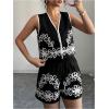 image:imageMakeMeChic Womens 2 Piece Summer Outfit Floral Button Down Crop Vest and Shorts Boho SetBlack