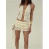 image:imageMakeMeChic Womens 2 Piece Summer Outfits Textured Halter Top and Mini Skirt Y2K Matching SetWhite