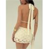image:imageMakeMeChic Womens 2 Piece Summer Outfits Textured Halter Top and Mini Skirt Y2K Matching SetWhite