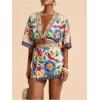 image:imageMakeMeChic Womens 2 Piece Summer Set Boho Floral Crop Tops Wrap Skort Beach Vacation OutfitsMulticolor