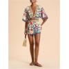 image:imageMakeMeChic Womens 2 Piece Summer Set Boho Floral Crop Tops Wrap Skort Beach Vacation OutfitsMulticolor