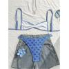image:imageMakeMeChic Womens Boho Micro Thong Bikini Sets Cheetah Gingham High Cut Sexy Cute Bathing Suit SwimsuitBlue