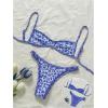 image:imageMakeMeChic Womens Boho Micro Thong Bikini Sets Cheetah Gingham High Cut Sexy Cute Bathing Suit SwimsuitBlue White