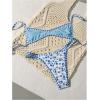 image:imageMakeMeChic Womens Boho Micro Thong Bikini Sets Cheetah Gingham High Cut Sexy Cute Bathing Suit SwimsuitBlue White Floral
