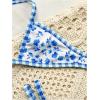 image:imageMakeMeChic Womens Boho Micro Thong Bikini Sets Cheetah Gingham High Cut Sexy Cute Bathing Suit SwimsuitBlue White Floral