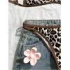 image:imageMakeMeChic Womens Boho Micro Thong Bikini Sets Cheetah Gingham High Cut Sexy Cute Bathing Suit SwimsuitCheetah Brown