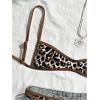 image:imageMakeMeChic Womens Boho Micro Thong Bikini Sets Cheetah Gingham High Cut Sexy Cute Bathing Suit SwimsuitCheetah Brown
