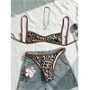 image:imageMakeMeChic Womens Boho Micro Thong Bikini Sets Cheetah Gingham High Cut Sexy Cute Bathing Suit SwimsuitCheetah Brown