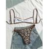 image:imageMakeMeChic Womens Boho Micro Thong Bikini Sets Cheetah Gingham High Cut Sexy Cute Bathing Suit SwimsuitCheetah Brown
