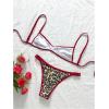 image:imageMakeMeChic Womens Boho Micro Thong Bikini Sets Cheetah Gingham High Cut Sexy Cute Bathing Suit SwimsuitCheetah Print