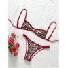 image:imageMakeMeChic Womens Boho Micro Thong Bikini Sets Cheetah Gingham High Cut Sexy Cute Bathing Suit SwimsuitCheetah Print
