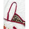image:imageMakeMeChic Womens Boho Micro Thong Bikini Sets Cheetah Gingham High Cut Sexy Cute Bathing Suit SwimsuitCheetah Print
