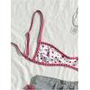 image:imageMakeMeChic Womens Boho Micro Thong Bikini Sets Cheetah Gingham High Cut Sexy Cute Bathing Suit SwimsuitFloral Red White