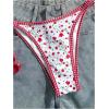 image:imageMakeMeChic Womens Boho Micro Thong Bikini Sets Cheetah Gingham High Cut Sexy Cute Bathing Suit SwimsuitFloral Red White