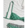 image:imageMakeMeChic Womens Boho Micro Thong Bikini Sets Cheetah Gingham High Cut Sexy Cute Bathing Suit SwimsuitGreen Floral