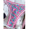 image:imageMakeMeChic Womens Boho Micro Thong Bikini Sets Cheetah Gingham High Cut Sexy Cute Bathing Suit SwimsuitHot Pink Floral