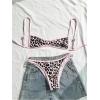 image:imageMakeMeChic Womens Boho Micro Thong Bikini Sets Cheetah Gingham High Cut Sexy Cute Bathing Suit SwimsuitLeopard