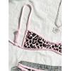image:imageMakeMeChic Womens Boho Micro Thong Bikini Sets Cheetah Gingham High Cut Sexy Cute Bathing Suit SwimsuitLeopard