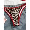 image:imageMakeMeChic Womens Boho Micro Thong Bikini Sets Cheetah Gingham High Cut Sexy Cute Bathing Suit SwimsuitLeopard Brown Red