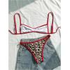 image:imageMakeMeChic Womens Boho Micro Thong Bikini Sets Cheetah Gingham High Cut Sexy Cute Bathing Suit SwimsuitLeopard Brown Red