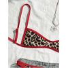 image:imageMakeMeChic Womens Boho Micro Thong Bikini Sets Cheetah Gingham High Cut Sexy Cute Bathing Suit SwimsuitLeopard Brown Red