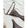 image:imageMakeMeChic Womens Boho Micro Thong Bikini Sets Cheetah Gingham High Cut Sexy Cute Bathing Suit SwimsuitLeopard Dark Brown