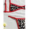 image:imageMakeMeChic Womens Boho Micro Thong Bikini Sets Cheetah Gingham High Cut Sexy Cute Bathing Suit SwimsuitLeopard Red