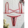 image:imageMakeMeChic Womens Boho Micro Thong Bikini Sets Cheetah Gingham High Cut Sexy Cute Bathing Suit SwimsuitLeopard Red