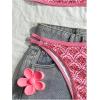image:imageMakeMeChic Womens Boho Micro Thong Bikini Sets Cheetah Gingham High Cut Sexy Cute Bathing Suit SwimsuitPink