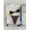 image:imageMakeMeChic Womens Boho Micro Thong Bikini Sets Cheetah Gingham High Cut Sexy Cute Bathing Suit SwimsuitPolka Dots Brown