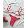 image:imageMakeMeChic Womens Boho Micro Thong Bikini Sets Cheetah Gingham High Cut Sexy Cute Bathing Suit SwimsuitRed