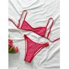 image:imageMakeMeChic Womens Boho Micro Thong Bikini Sets Cheetah Gingham High Cut Sexy Cute Bathing Suit SwimsuitRed
