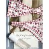 image:imageMakeMeChic Womens Boho Micro Thong Bikini Sets Cheetah Gingham High Cut Sexy Cute Bathing Suit SwimsuitRed White Floral
