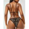 image:imageMakeMeChic Womens Boho Micro Thong Bikini Sets Cheetah Gingham High Cut Sexy Cute Bathing Suit SwimsuitSequin Leopard