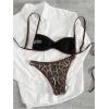 image:imageMakeMeChic Womens Boho Micro Thong Bikini Sets Cheetah Gingham High Cut Sexy Cute Bathing Suit SwimsuitSequin Leopard