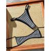 image:imageMakeMeChic Womens Boho Micro Thong Bikini Sets Cheetah Gingham High Cut Sexy Cute Bathing Suit SwimsuitStriped Black