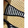 image:imageMakeMeChic Womens Boho Micro Thong Bikini Sets Cheetah Gingham High Cut Sexy Cute Bathing Suit SwimsuitStriped Black