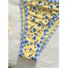 image:imageMakeMeChic Womens Boho Micro Thong Bikini Sets Cheetah Gingham High Cut Sexy Cute Bathing Suit SwimsuitYellow Blue Floral